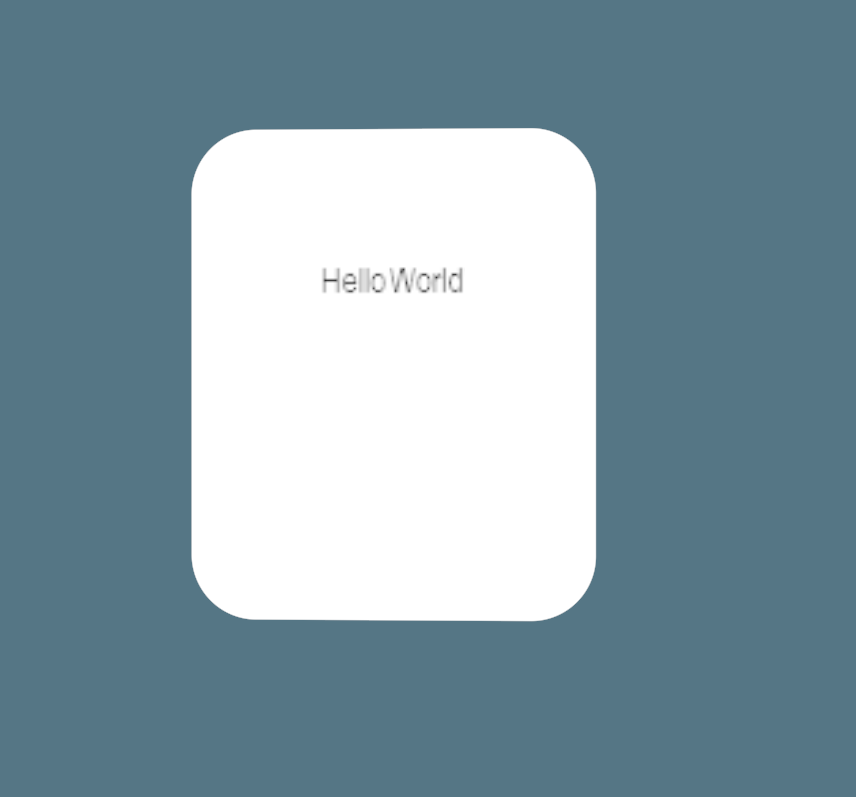white rounded card containing "Hello"